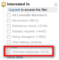 Using LinkedIn's Advanced Search "Interest:" Operator worked LinkedIn_P17