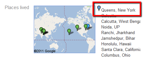 Google Plus location information