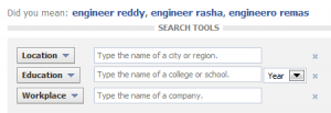 If you click on "Add another filter" twice, you will reveal all 3 Facebook people search filters: Location, Education, and last, but certainly not least, Workplace