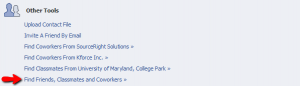 Then, once again, Facebook buries your quarry as the last option, labeled as "Find Friends, Classmates, and Coworkers"