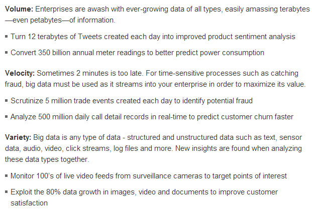 IBM Big Data 3 V's