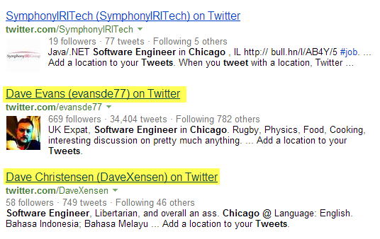 Twitter Bing X-Ray Search software engineers Chicago 2