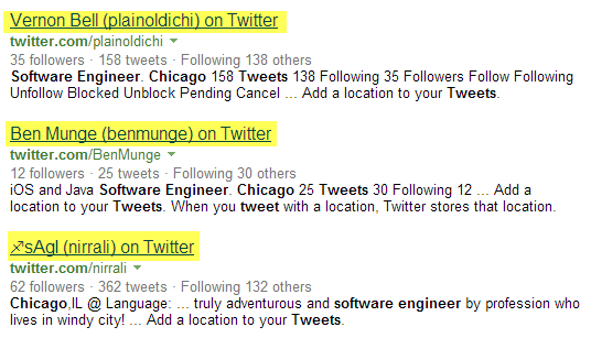 Twitter Bing X-Ray Search software engineers Chicago 4