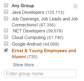 LinkedIn Recruiter Any Group Search for Ernst & Young Employees and Alumni Group members